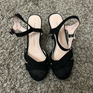 Black strappy prom heels womens 6.5